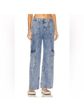 Ganni crinkle cargo jeans, size 27, EUC, worn once!